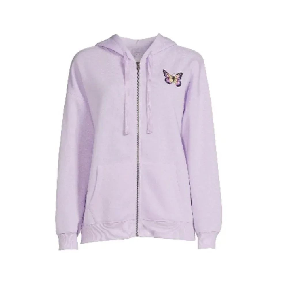 Women’s Juniors Fleece Graphic Zip Hoodie Jacket Tunic Size XS
